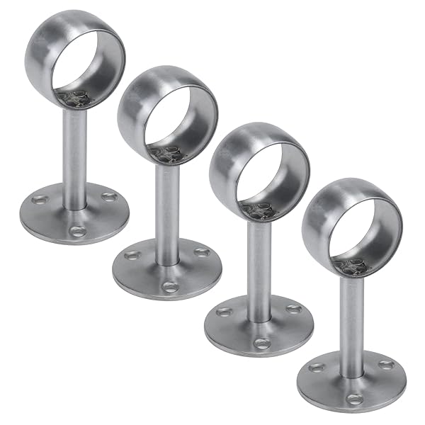 Antrader 4-Pack Stainless Steel Wardrobe Closet Rod Support Bracket 1.26 Inch Diameter Silver Tone