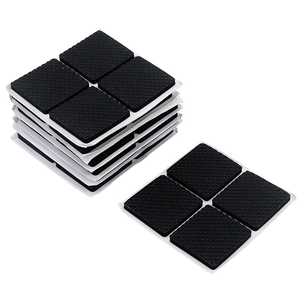 Antrader 48pcs Non-Slip Furniture Pads Self Adhesive Floor Protector Mat for Table Chair Sofa Feet Black Square 1.5 x 1.5 Inches