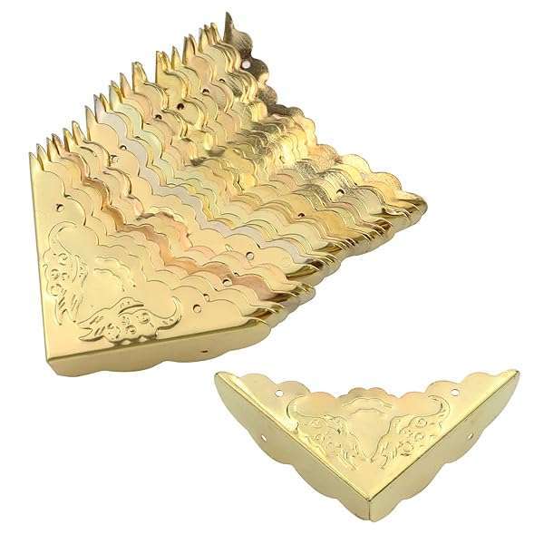 "Antrader Antique Gold Corner Protectors - 24 Pack Decorative Edge Guards for Furniture Safety, 1.6" x 1.6""