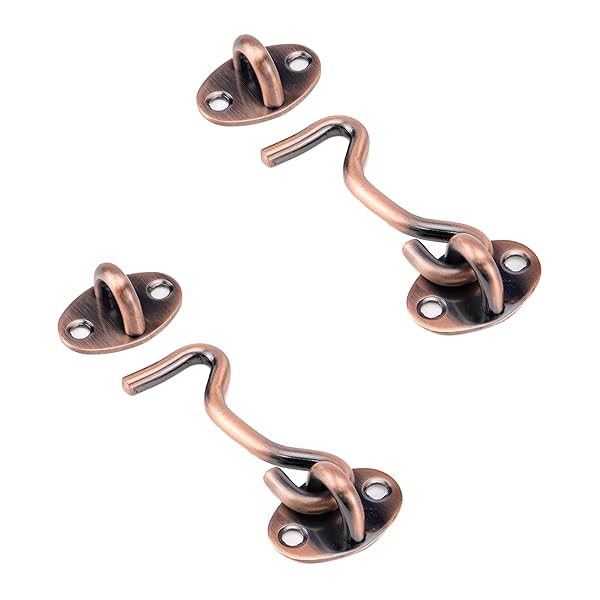 Antrader Barn Door Lock Gate Latch,3-Inch Privacy Hook and Eye Latch for Sliding Barn Door with Screws,Red Bronze Tone,2 Pack