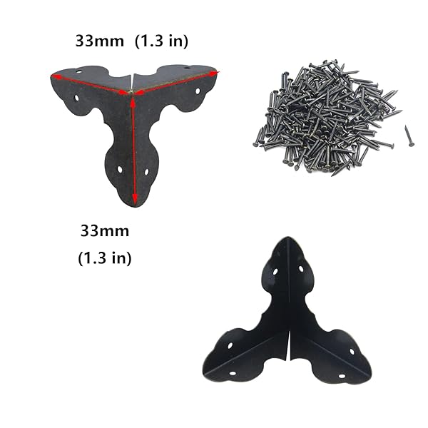 Antrader Triangle Metal Box Corner Protectors for Furniture Edge Safety Bronze Pack of 24 1-1/4 x 1-1/4 Inches - Image 2