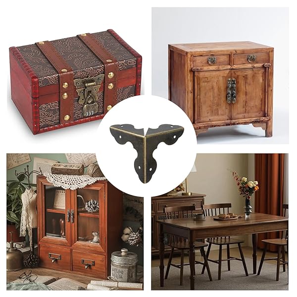 Antrader Triangle Metal Box Corner Protectors for Furniture Edge Safety Bronze Pack of 24 1-1/4 x 1-1/4 Inches - Image 4