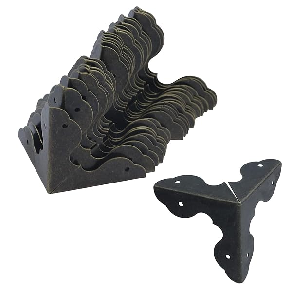 Antrader Triangle Metal Box Corner Protectors for Furniture Edge Safety Bronze Pack of 24 1-1/4 x 1-1/4 Inches