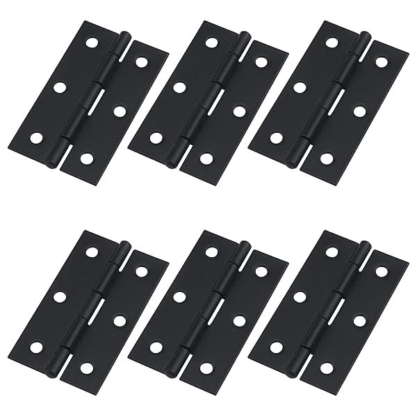 Antrader Black Folding Butt Hinge 2-2/5 Inch Pack of 6 for Cabinet Gate Closet Door Home Furniture Hardware