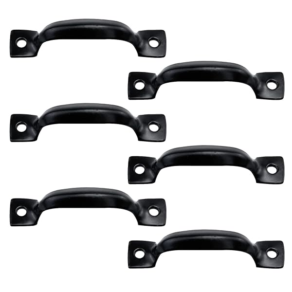 Antrader Black Cabinet Hardware Handle Pull 1.77 Inch Hole Centers 6 Pack for Kitchen and Furniture