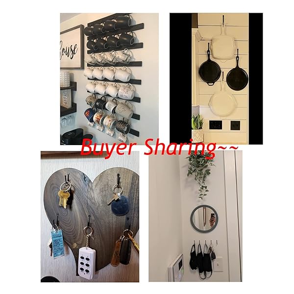 Antrader Early American Iron Hooks Pack of 10 Decorative Wall Door Key Coat Bag Hangers 1.4 x 1 Inch Black - Image 3