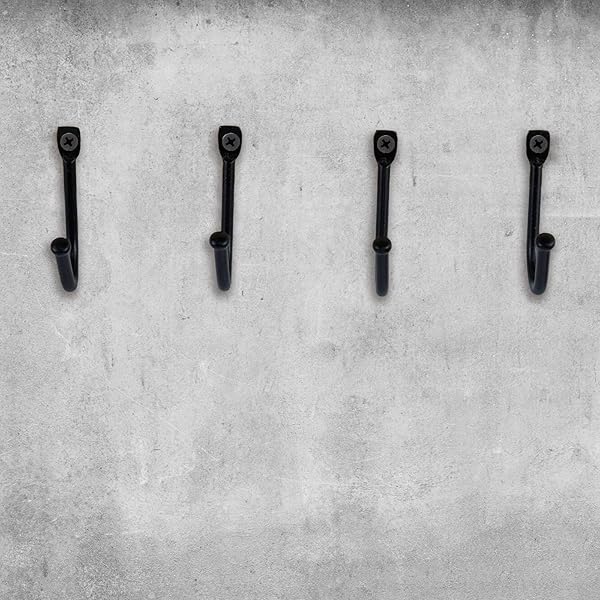 Antrader Early American Iron Hooks Pack of 10 Decorative Wall Door Key Coat Bag Hangers 1.4 x 1 Inch Black - Image 5