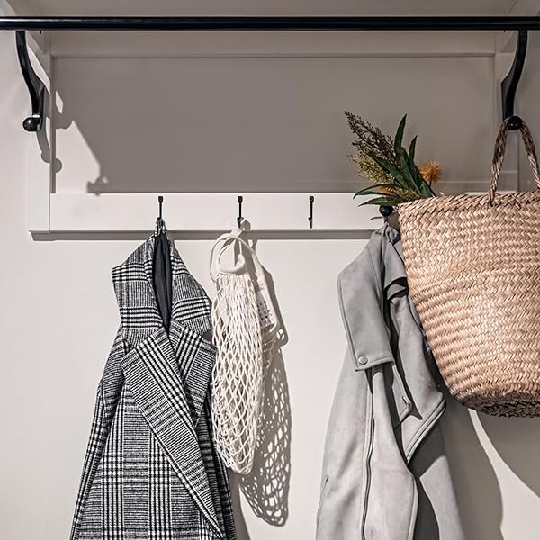 Antrader Early American Iron Hooks Pack of 10 Decorative Wall Door Key Coat Bag Hangers 1.4 x 1 Inch Black - Image 6