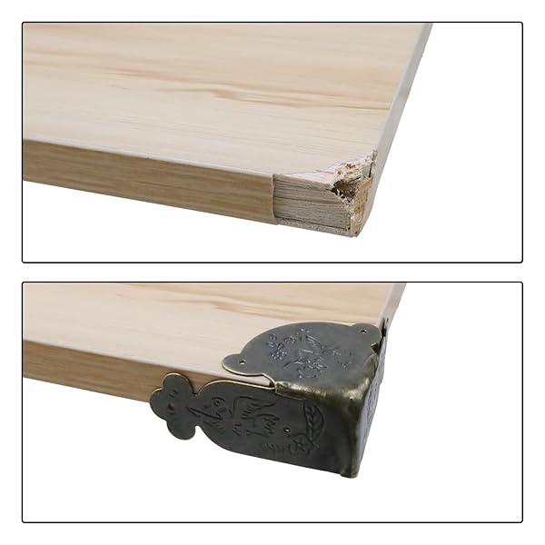 Antrader Iron Decorative Corner Protector Antique Box Edge Safety Guard Desk Edge Cover Bronze Tone Pack of 16 2.6 x 2.6 x 1.1 Inches - Image 3