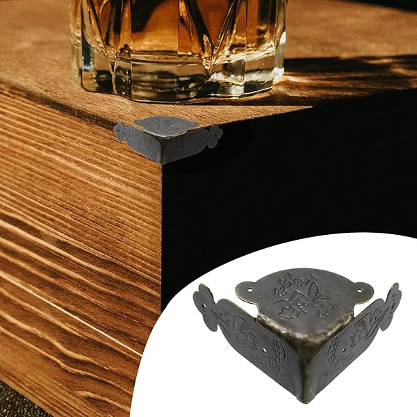 Antrader Iron Decorative Corner Protector Antique Box Edge Safety Guard Desk Edge Cover Bronze Tone Pack of 16 2.6 x 2.6 x 1.1 Inches - Image 5
