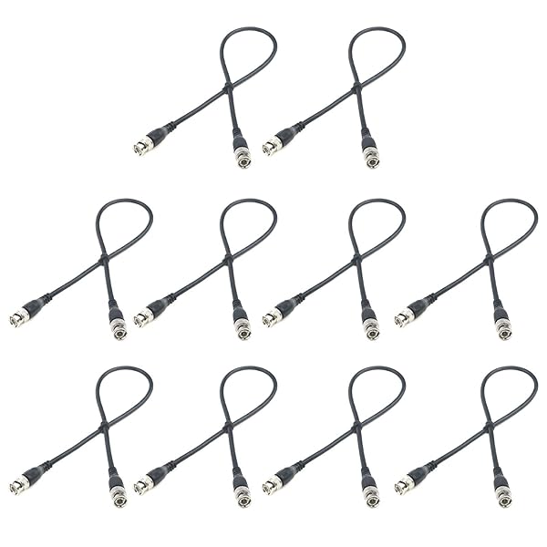 Antrader RG58 BNC to BNC Coaxial Cable 1.5ft Male/Male for CCTV - 10 Pack