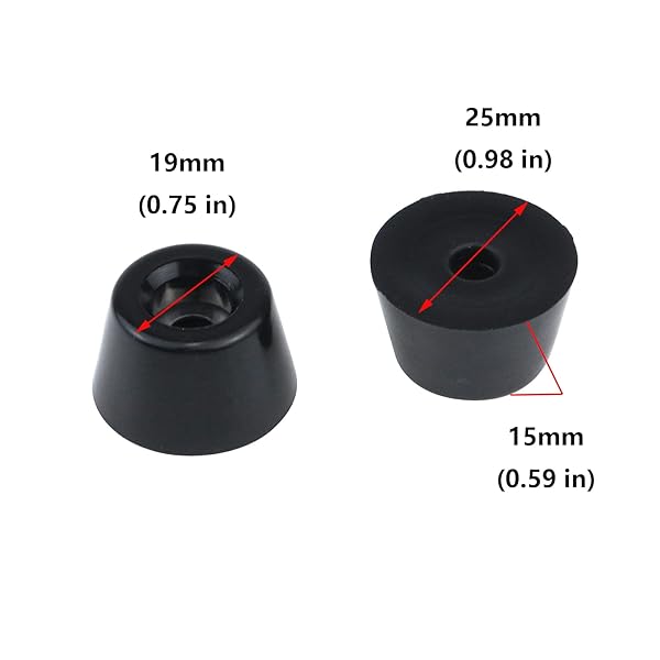 Antrader Rubber Feet 24 Pack Black Bumper Pads Tapered with Washers 1 inch x 0.6 inch for Furniture Protection - Image 2