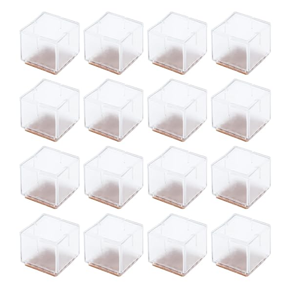 Antrader Rubber Furniture Pads Square Shape Non-Slip Floor Protector for Chairs and Sofas 16pcs Transparent 1 1/4 Inch to 1 3/8 Inch