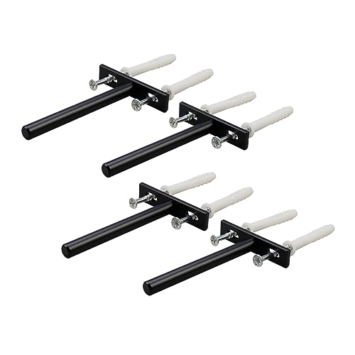 Antrader Set of 4 Floating Shelf Brackets 4 Inch Deep Concealed Support for Wood Shelves Matte Black with Screws and Anchors Included