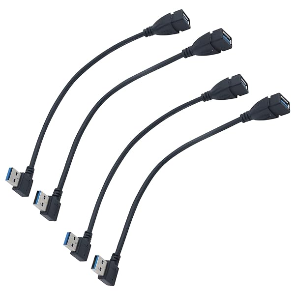 Antrader USB 3.0 Type A 90 Degree Male to Female Adapter Cable - Left & Right Pairs for Fast Data Transfer - Image 2