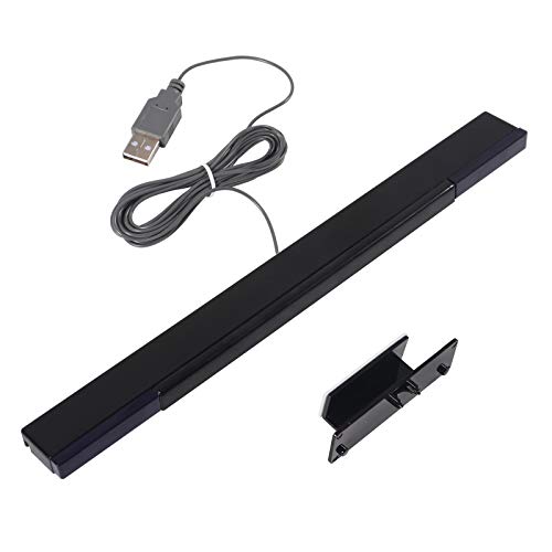 Aokin USB Sensor Bar for Wii Replacement Wired Infrared Ray Sensor Bar for Nintendo Wii and Wii U with Stand Black