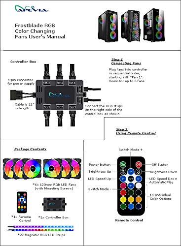 Upgrade Your PC: Apevia FB6P2-RGB 120mm Silent RGB Fan with Remote, 16 LEDs & Anti-Vibration Pads (6+2 Pack) - Image 5