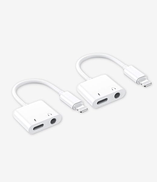 Apple MFi Certified Headphones Adapter & Charger Splitter for iPhone & iPad - Lightning to 3.5mm Dongle
