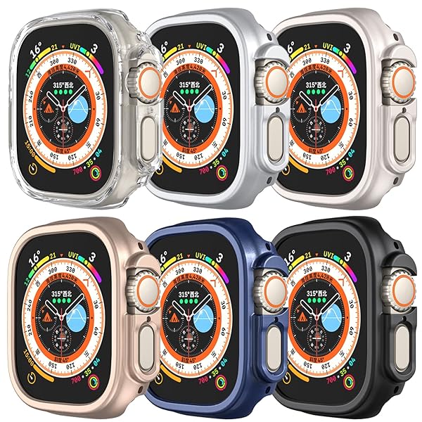 Compatible with Apple Watch Ultra 3 2 1 49mm Hard PC Case Cover - Impact Resistant, Shockproof, All-Around Edge Protective Bumper Cover (6pack)