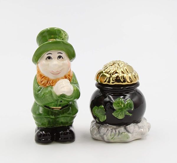 Appletree Design Leprechaun Pot of Gold Salt and Pepper Set 2-3/8 Inch 3-3/4 Inch Perfect for St Patrick's Day Decor
