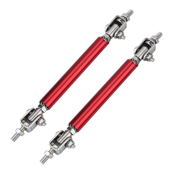 Aramox 2Pcs Car Bumper Protector - Universal 75mm Front & Rear Lip Rod Splitter Strut Tie Support (Red)