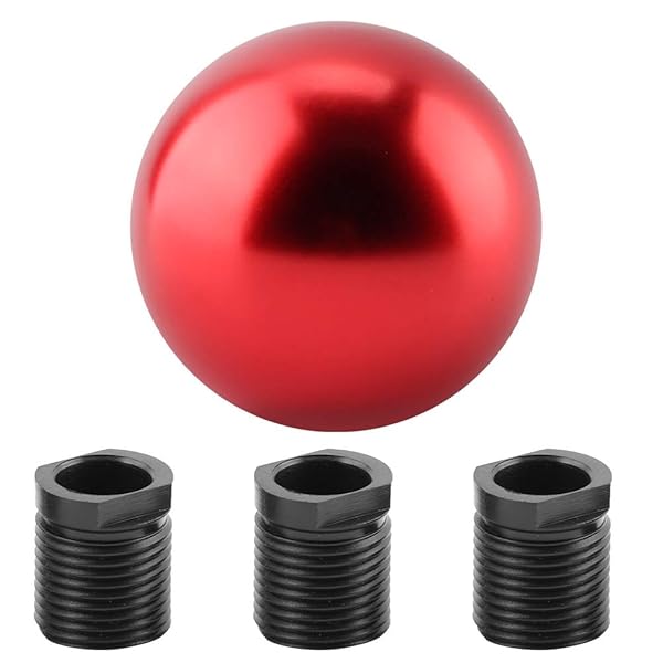Aramox Universal Manual Gear Shift Knob - Red Round Ball Shape for Cars