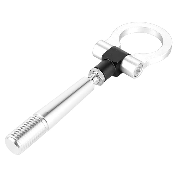 Aramox Screw-on Tow Hook for JDM Cars Front Bumper Track Racing Towing Ring Compatible with FX35 FX45 FX50 QX7 Silver
