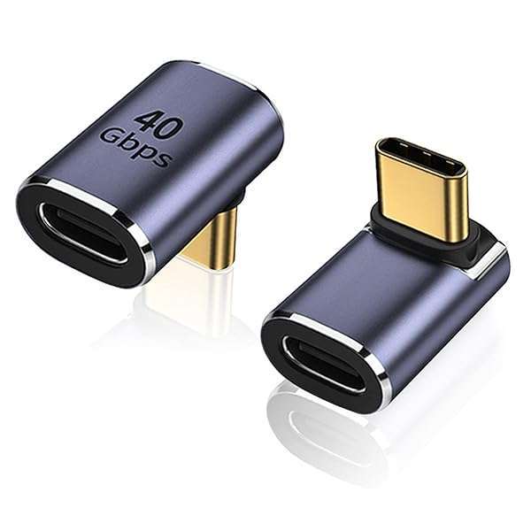 AreMe 90 Degree USB-C Male to Female Adapter, 2 Pack Right Angle 100W Type-C Adapter Extender for Steam Deck, ROG Ally, Switch, Notebook Computers, Tablet and Mobile Phones (Metallic Purple) - Image 3