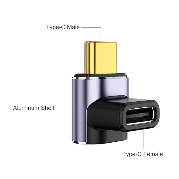 AreMe 90 Degree USB-C Male to USB-C Female Adapter (2 Pack), Type-C Up and Down Right Angle 40Gbps PD 100W Fast Charging Connector for Steam Deck, Switch, Laptop, MacBook Pro/Air, Tablet and Phone - Image 6