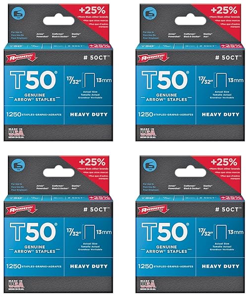 "Arrow Fastener 17/32" Galvanized Steel Heavy Duty Staples - 1250 Pack, 18 Ga Flat Crown for Stronger Fastening"