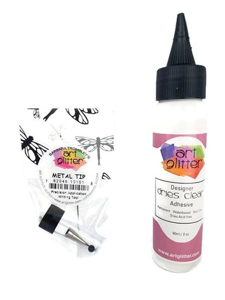 Art Glitter Glue Designer Dries Clear 2 oz - Ultra Fine Metal Tip Adhesive for Crafting