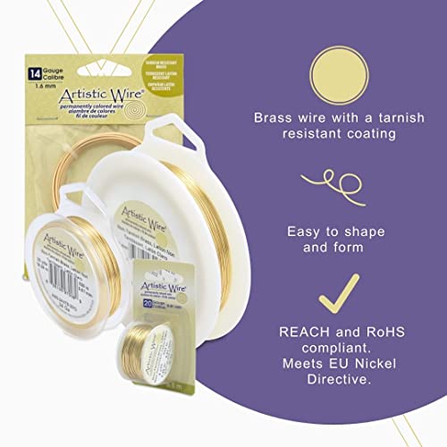 Artistic Wire 18 Gauge Tarnish Resistant Brass Jewelry Wire - Gold Color, 10 Yards for Crafting - Image 7