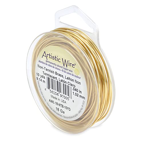 Artistic Wire 18 Gauge Tarnish Resistant Brass Jewelry Wire - Gold Color, 10 Yards for Crafting - Image 2