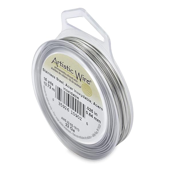 Artistic Wire 22 Gauge Stainless Steel Jewelry Wrapping Wire - 15 Yards for Crafting & DIY Projects
