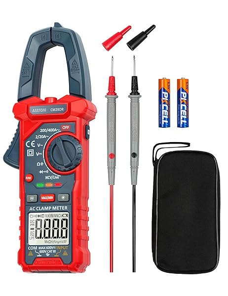 AstroAI Digital Clamp Meter Multimeter 2000 Counts Auto-ranging Voltage Tester for AC DC Current Resistance Capacitance and Continuity
