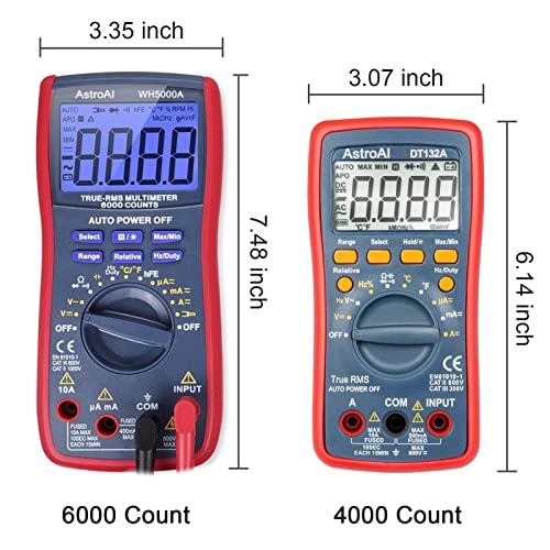 AstroAI Digital Multimeter TRMS 4000 Counts: Voltage, Current, Resistance & More - Accurate Testing Tool for Home & DIY Projects - Image 9