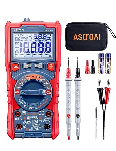 AstroAI Digital Multimeter Tester TRMS 20000 Counts with Higher Resolution Auto-Ranging Voltmeter; Accurately Measures Voltage Current Resistance
