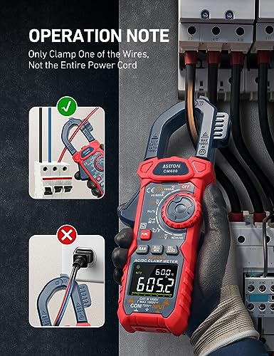 AstroAI Inrush Digital Clamp Meter Multimeter 1000A TRMS 6000 Counts, Amp Voltage Tester with VFD, LOZ Mode; Measures AC DC Current Voltage - Image 8