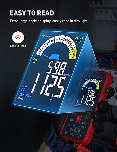 AstroAI Multimeter Tester 10000 Counts TRMS Auto-Ranging Digital Volt Meter with Color LCD for Accurate Voltage Current Resistance Measurement - Image 6