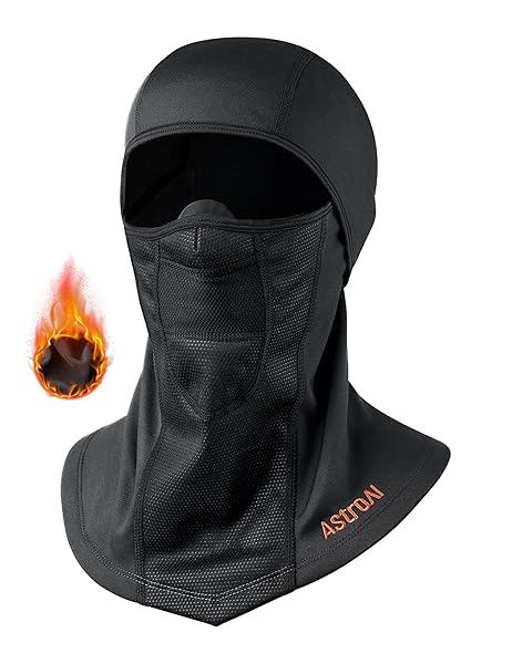 AstroAI Windproof Ski Mask Balaclava for Cold Weather Breathable Stretchable Winter Face Mask for Skiing and Snowboarding Black