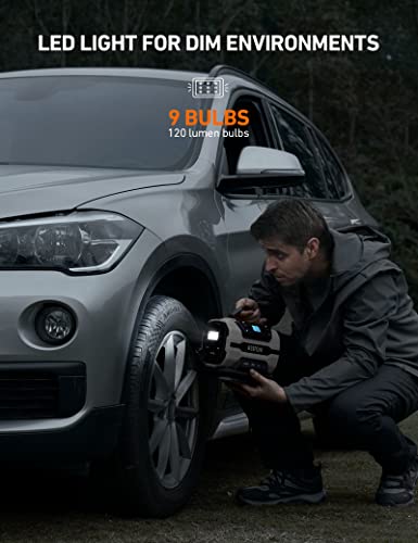 AstroAI Tire Inflator Portable Air Compressor Pump 150PSI 12V DC 110V AC with Dual Metal MotorsandLED Light, Automotive Car AccessoriesandTwo Modes - Image 6