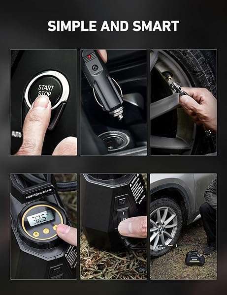 AstroAI Portable Tire Inflator: 12V Air Compressor with Digital Gauge & LED Light for Cars, Bicycles & More - Image 9