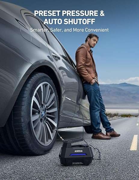 AstroAI Tire Inflator Portable Air Compressor Tire Air Pump for Car Tires - Car Accessories, 12V DC Auto Pump with Digital Pressure Gauge, Emergency LED Light for Bicycle, Balloons, Blue - Image 6