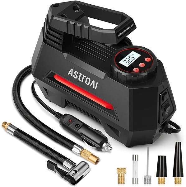 AstroAI Portable Tire Inflator: 12V Air Compressor with Digital Gauge & LED Light for Cars, Bikes & More - Image 2