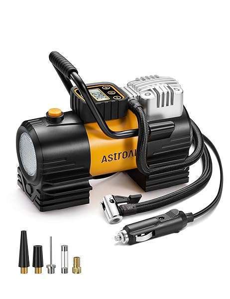 AstroAI Portable Tire Inflator: 150 PSI Air Compressor with LED Light for Cars, Bikes & Motorcycles