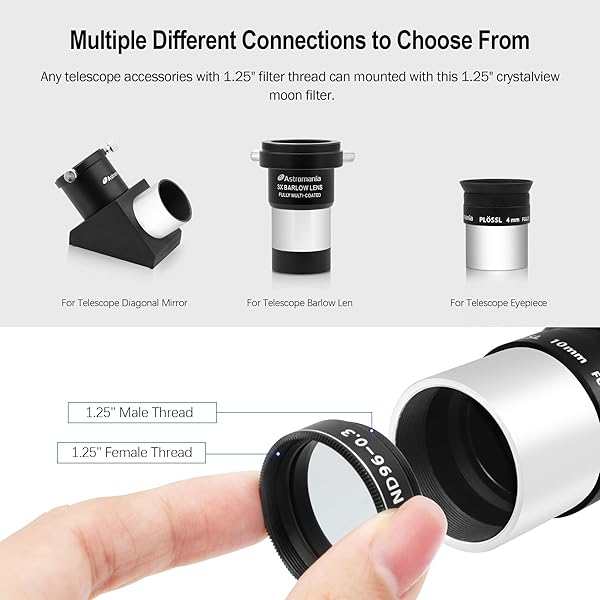 Astromania 125 Inch Moon Telescope Eyepiece Color Filter ND96 03 for Enhanced Lunar Viewing - Image 6