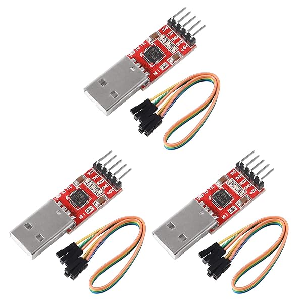 Atnsinc 3Pcs CP2102 USB to TTL Serial Adapter Module for UART 3.3V/5V with Dupont Wire - Fast & Reliable Connection