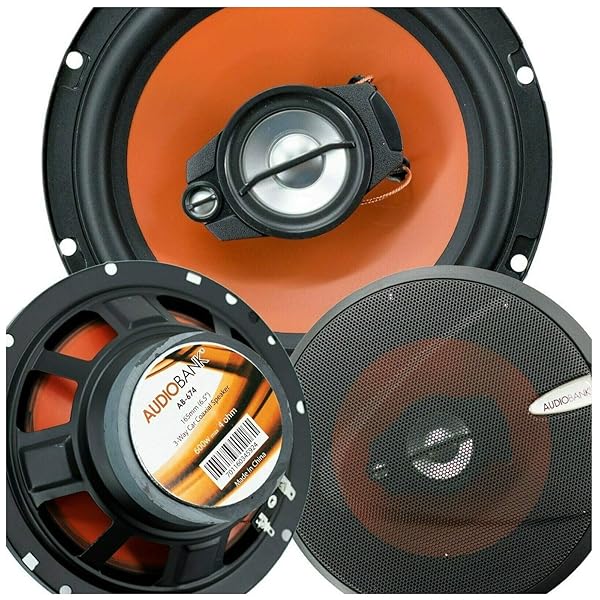 Audiobank 2X AB674 6.5 Inch 600 Watts 3 Way G Series Car Audio Stereo Coaxial Speakers with Grill Polypropylene MICA Cone Woofer 4 Ohms