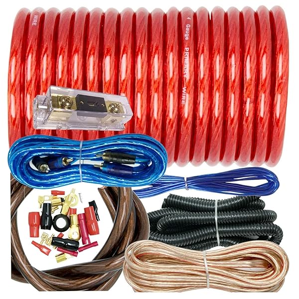 Audiobank BCC4AR Complete 4 Gauge 4500 Watts Car Amplifier Installation Kit with Fuse Holder and Accessories in Blue