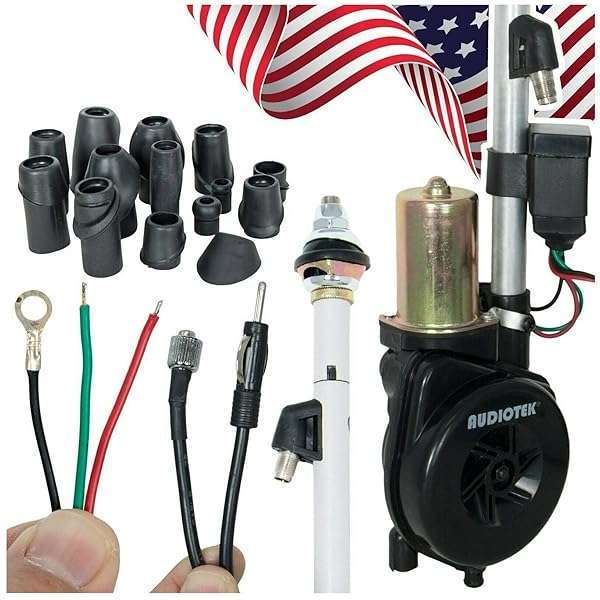 Buy Audiotek Waterproof Universal Electric Power Antenna for Cars & SUVs - Durable Stainless Steel, AM/FM Radio, 12V